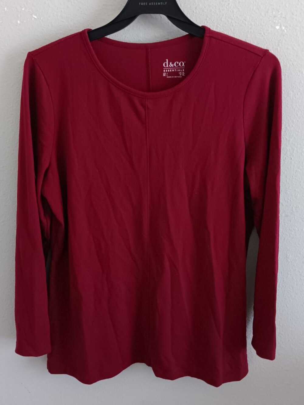Denim & Co. Essentials Heavenly Jersey Long Sleeve Tunic, Cranberry Sz L a668785
